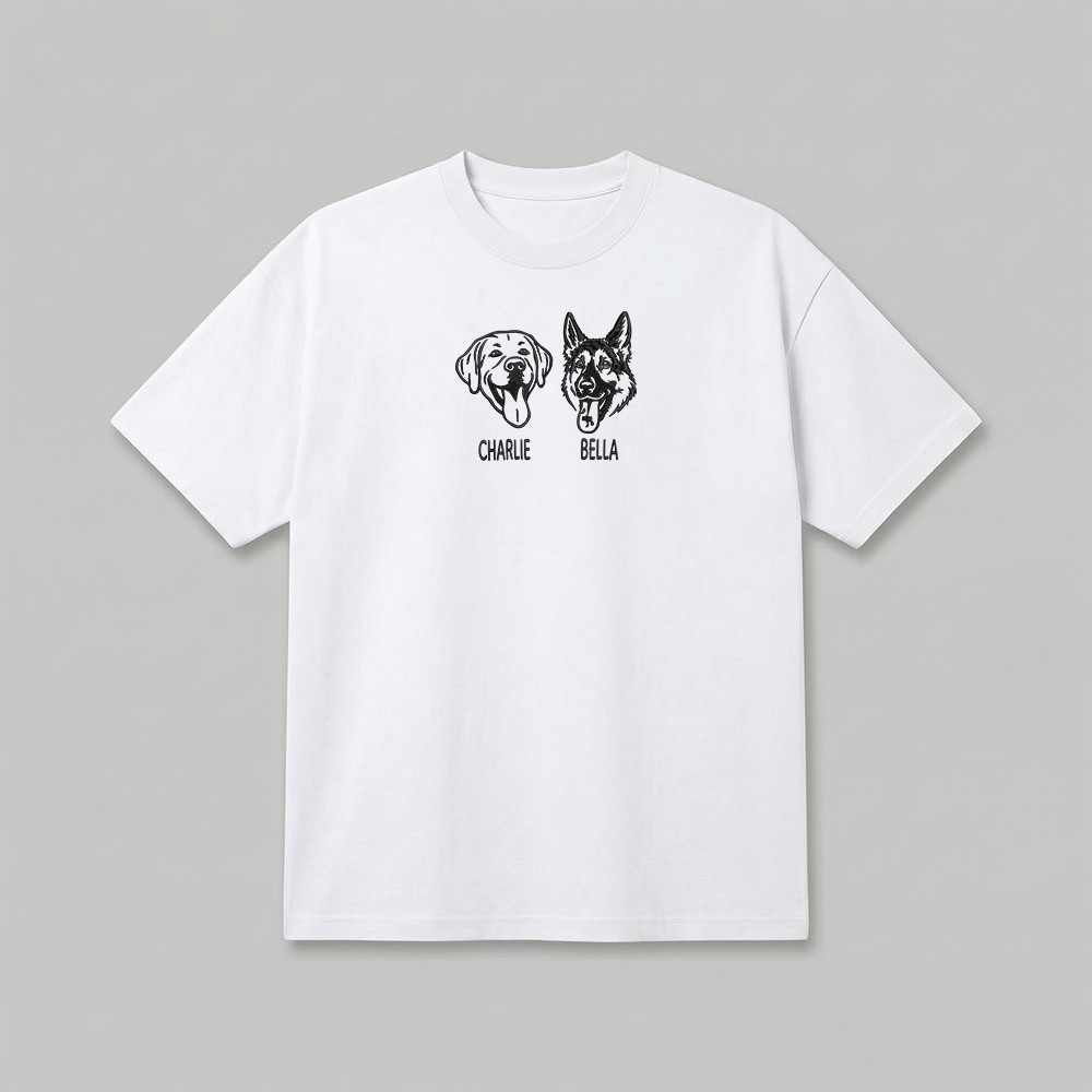 Heavyweight Pet Embroidered T-Shirt – Outline