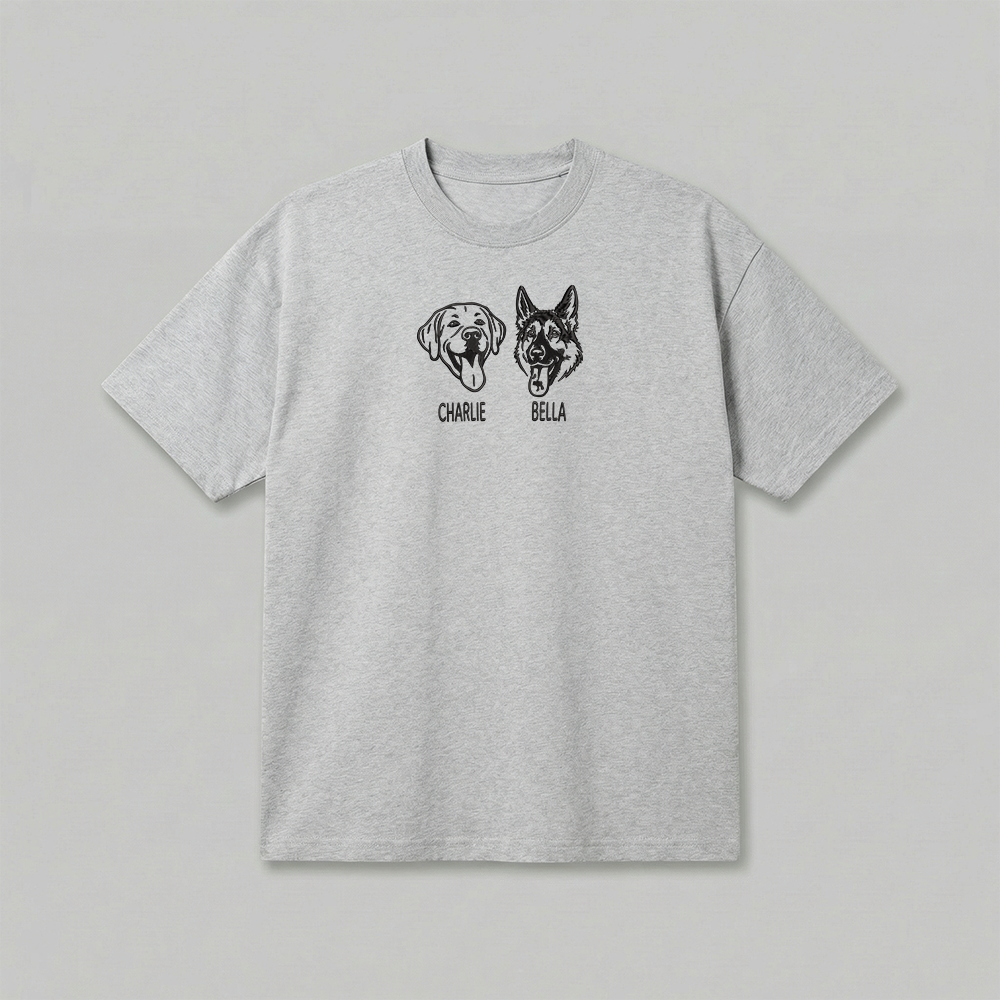 Heavyweight Pet Embroidered T-Shirt – Outline