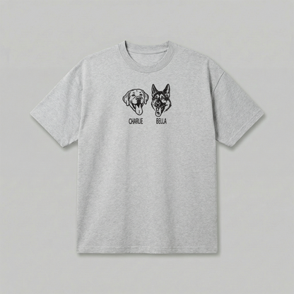 Heavyweight Pet Embroidered T-Shirt – Outline