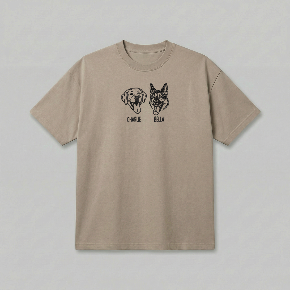 Heavyweight Pet Embroidered T-Shirt – Outline