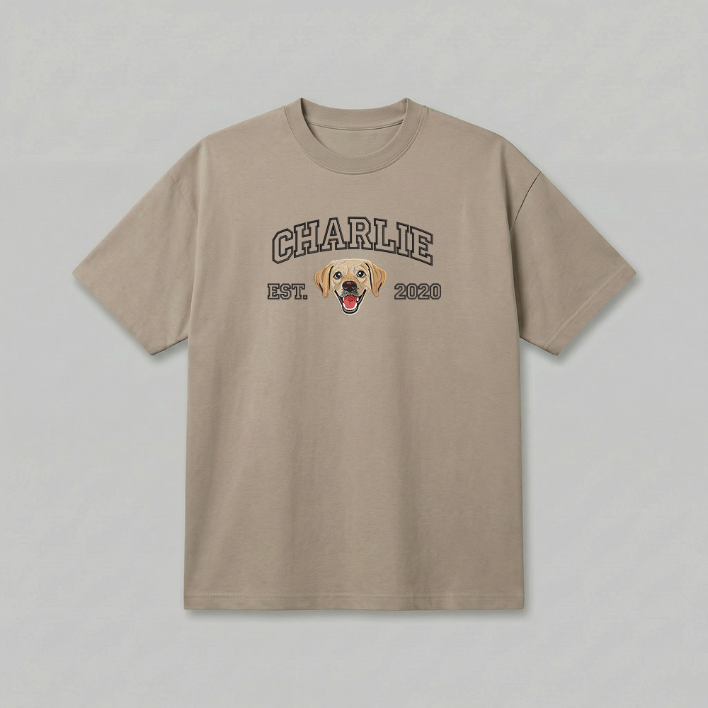 Heavyweight Pet Embroidered T-Shirt – Outline