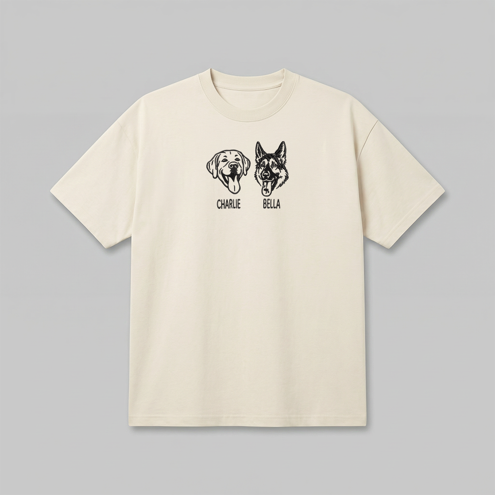 Heavyweight Pet Embroidered T-Shirt – Outline