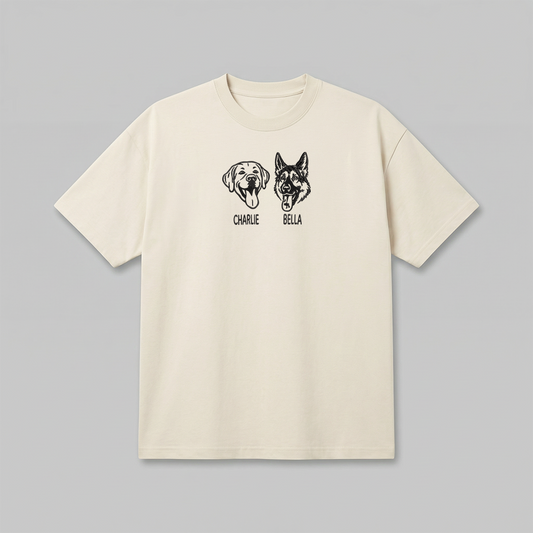 Heavyweight Pet Embroidered T-Shirt – Outline